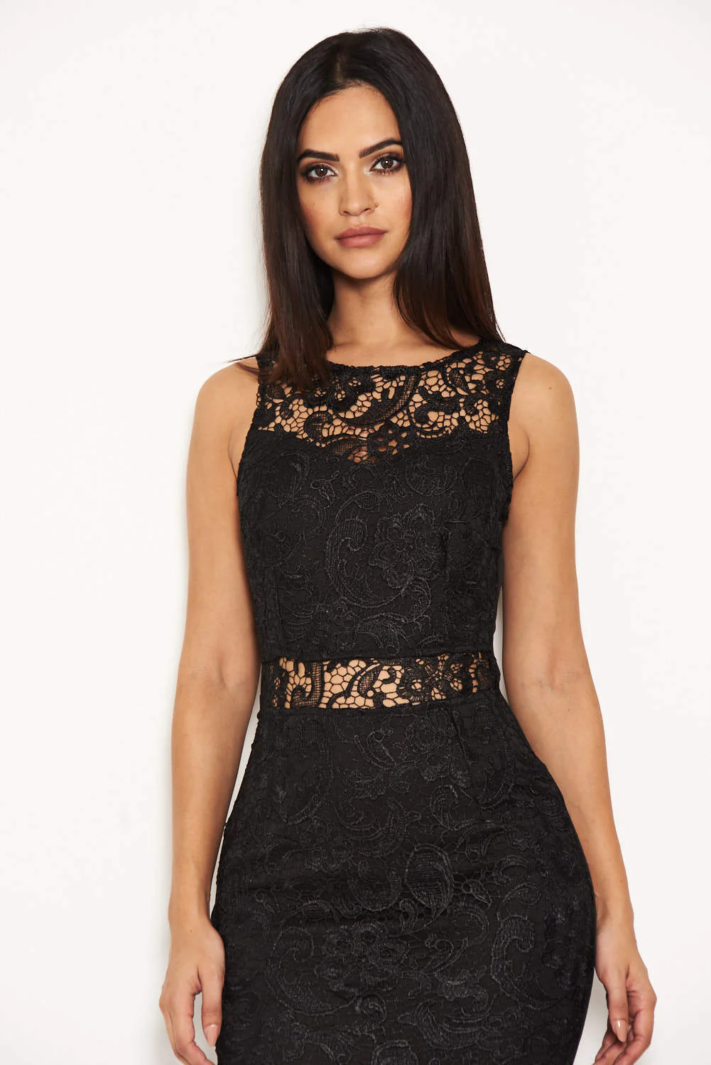 Black Crochet Embroidered Mini Dress - Image 2