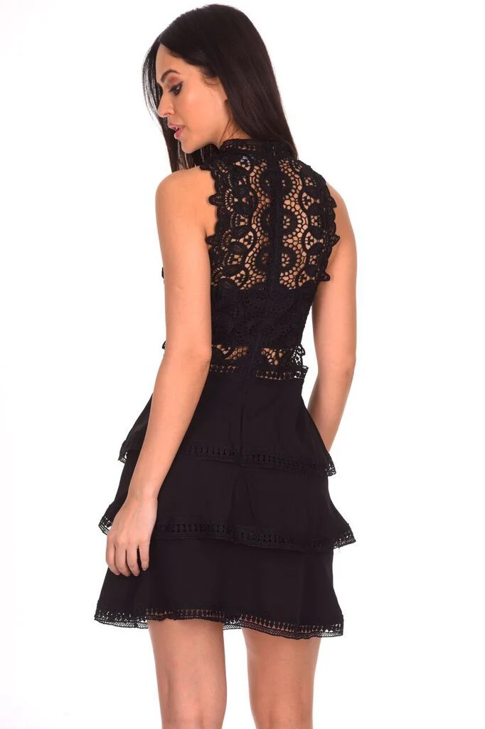 Black Crochet Skater Dress - Image 3