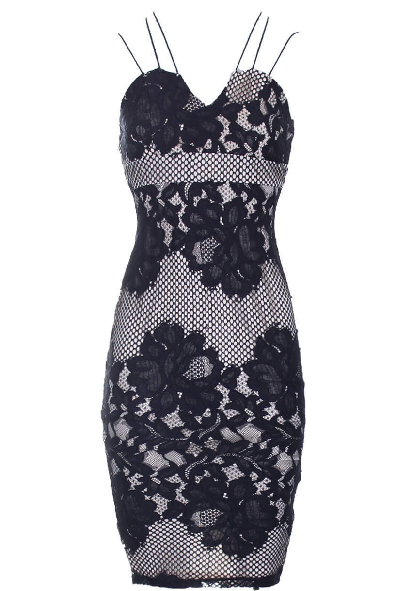 Black Crochet Strappy Midi Dress - Image 4