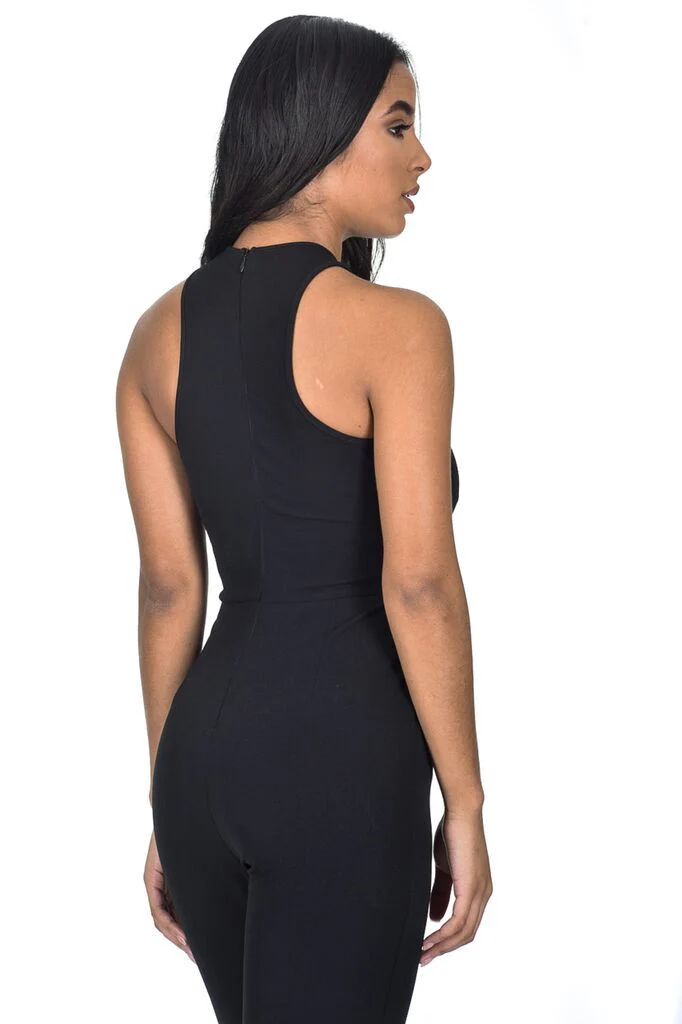 Black Cross Over Halter Neck Jumpsuit - Image 4