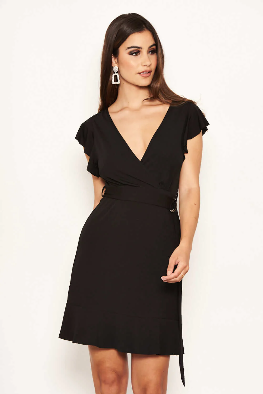 Black D Ring Ruffle Dress - Image 2