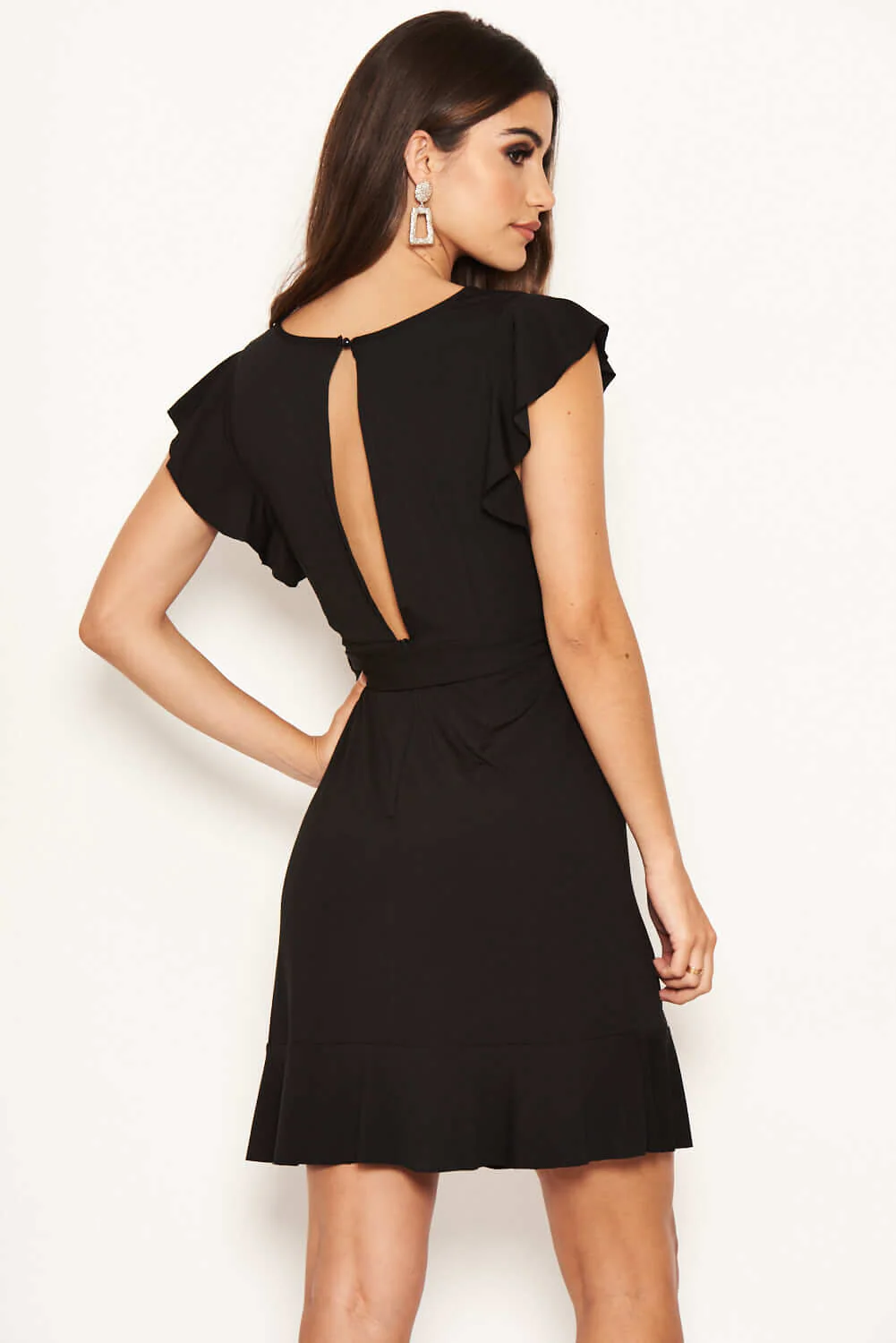Black D Ring Ruffle Dress - Image 4