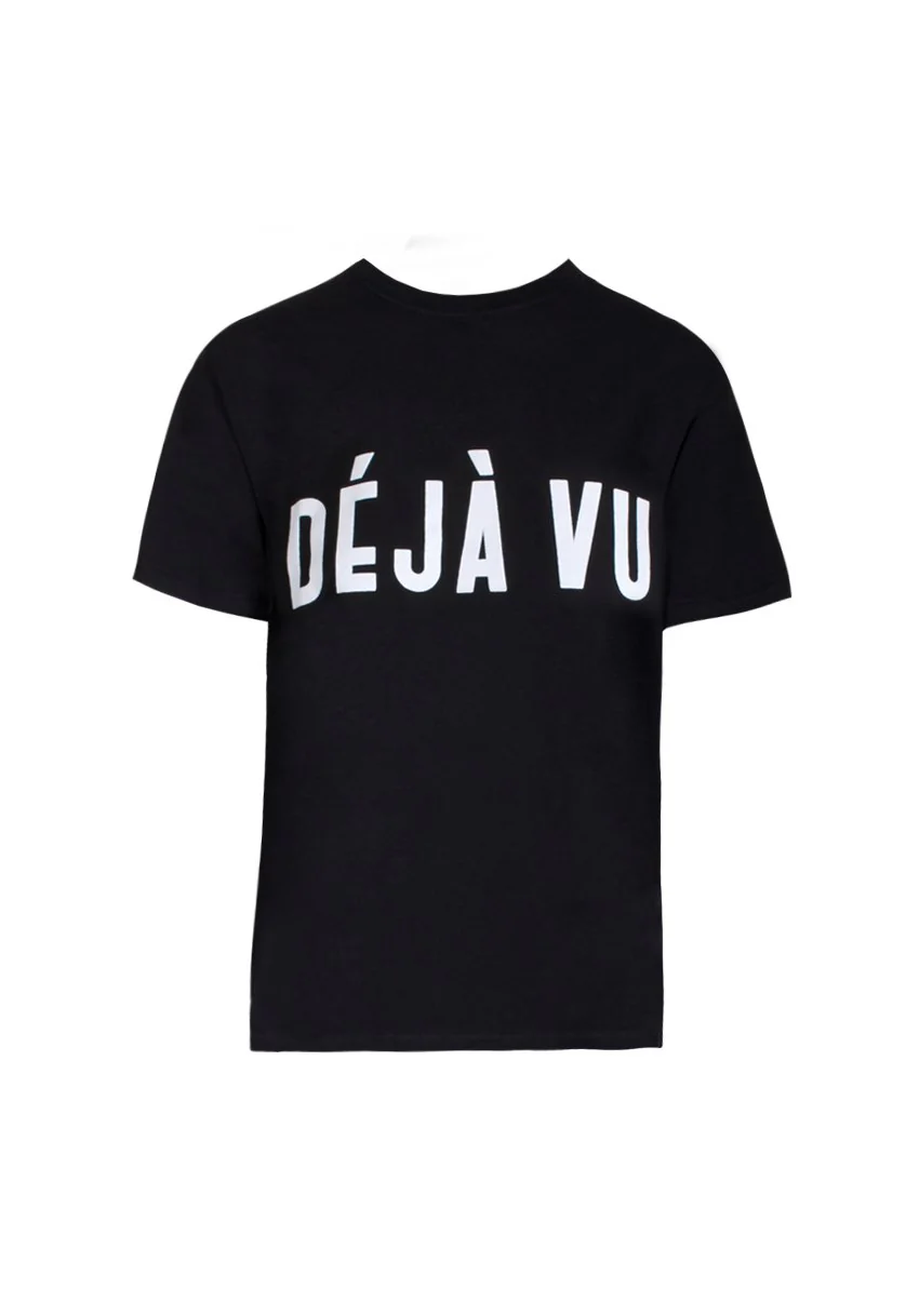 Black Deja Vu Slogan T-Shirt - Image 4