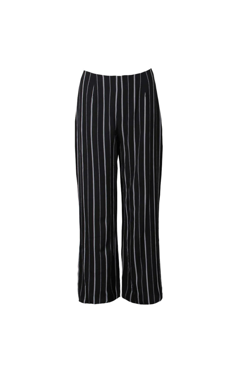 Black Double Striped Flared Trousers - Image 4