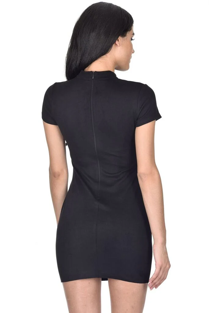 Black Faux Suede Mini Dress - Image 3