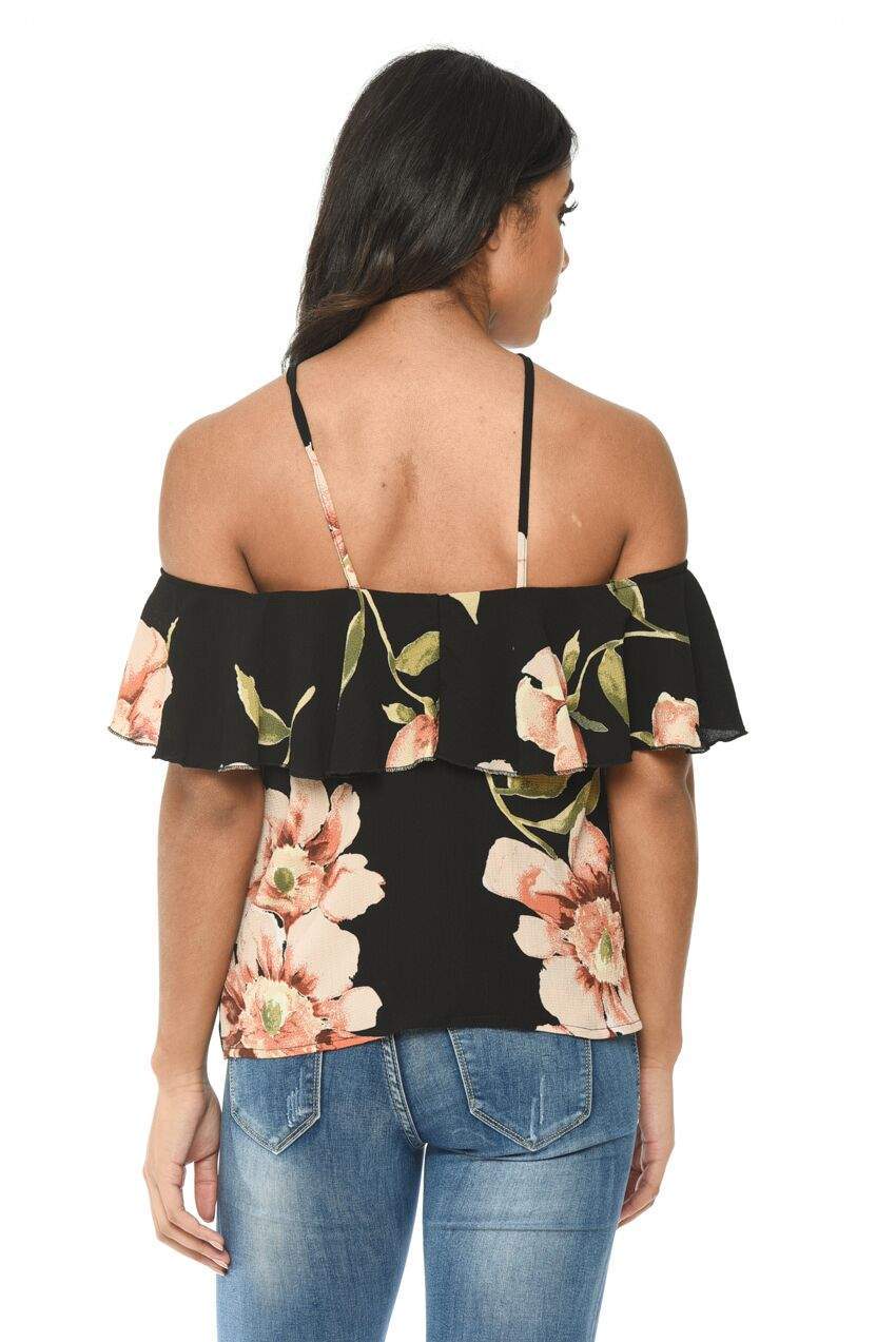 Black Floral Hatlerneck Top - Image 3