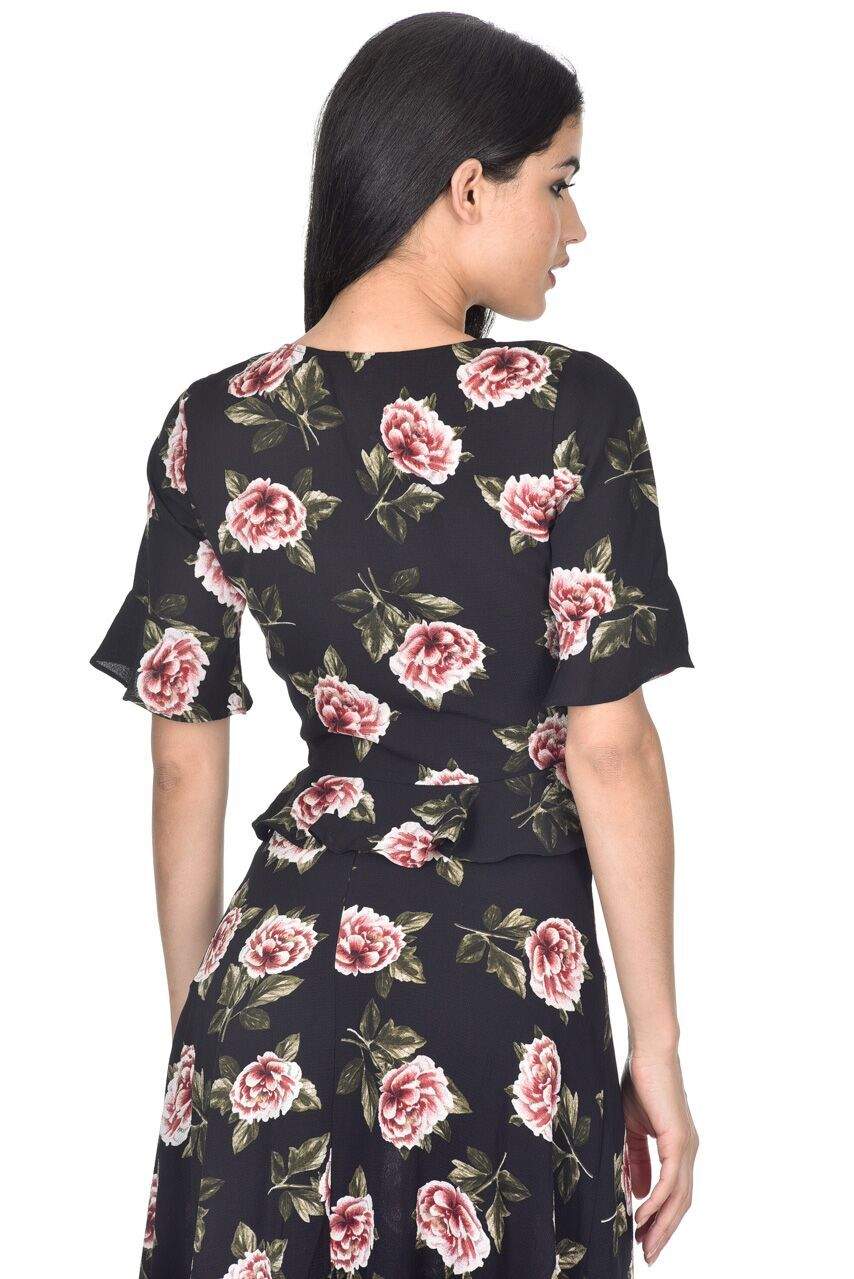 Black Floral Ruched Top - Image 3