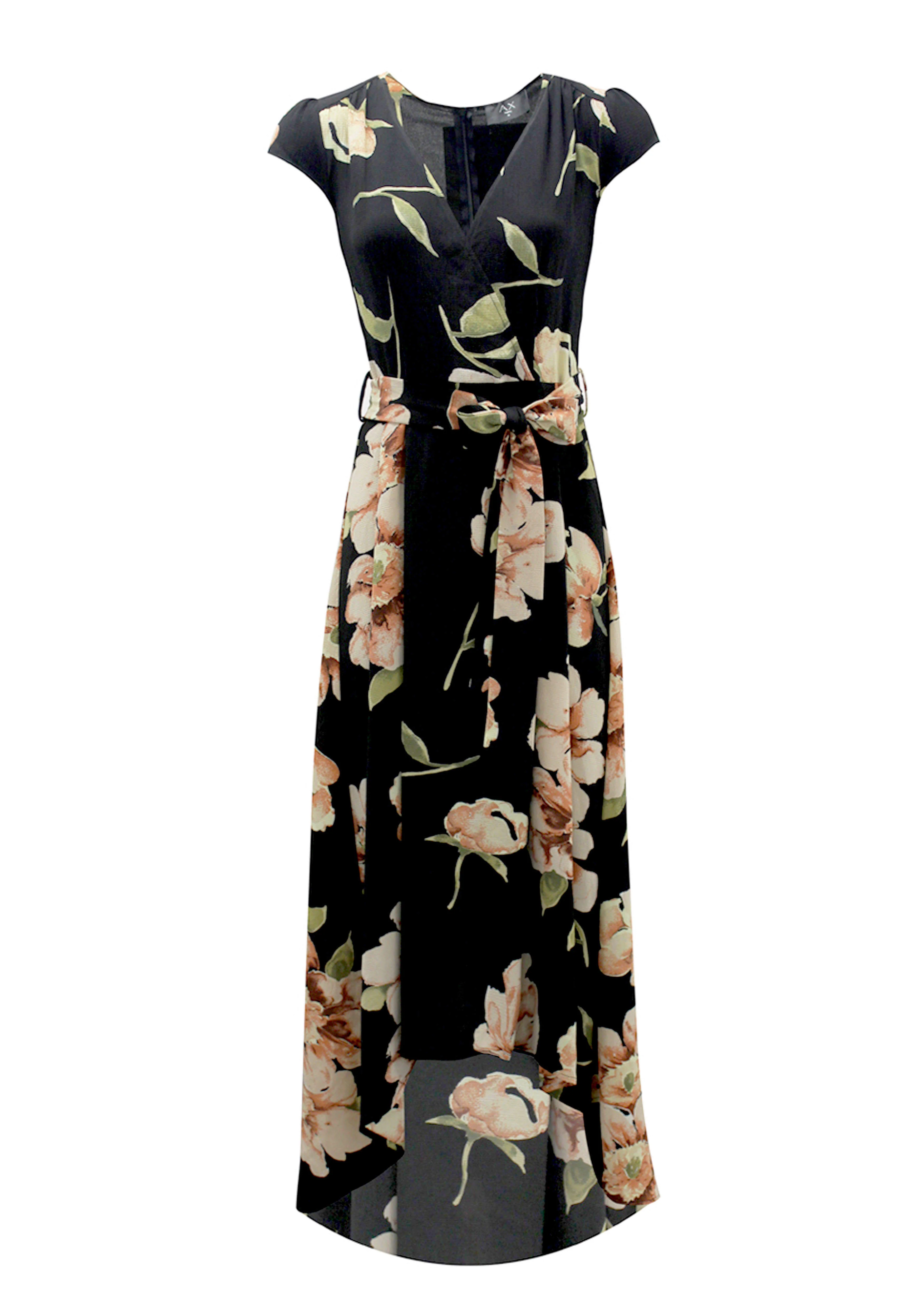 Black Floral V Neck Maxi Dress - Image 4