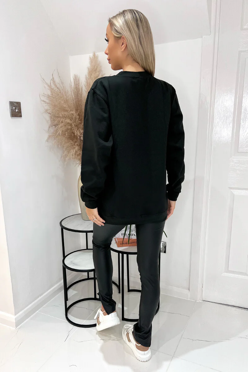Black French Riviera Slogan Sweatshirt - Image 4