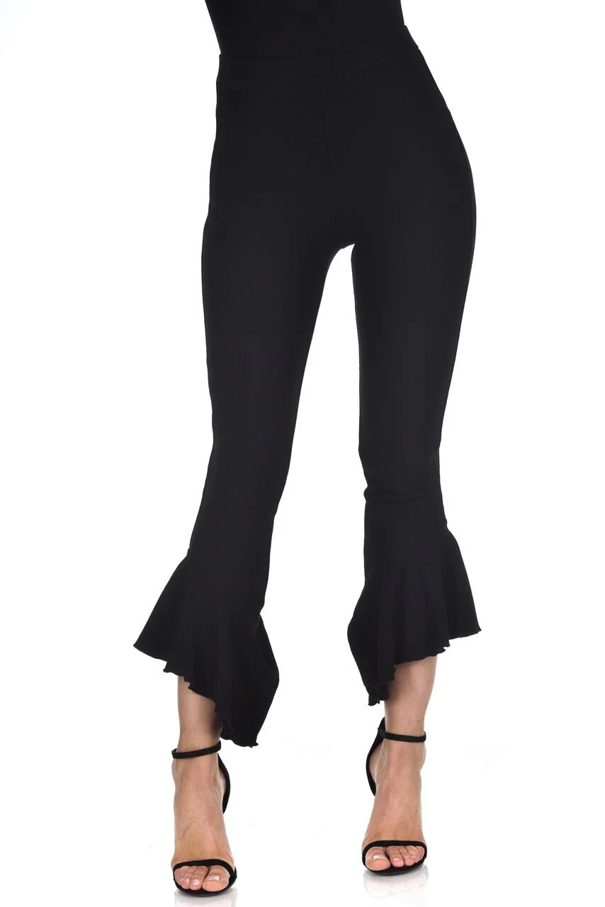 Black Frill Bottom Trousers - Image 2