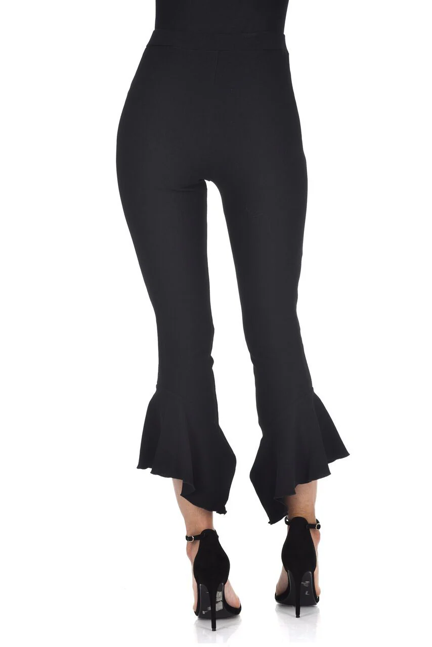 Black Frill Bottom Trousers - Image 3