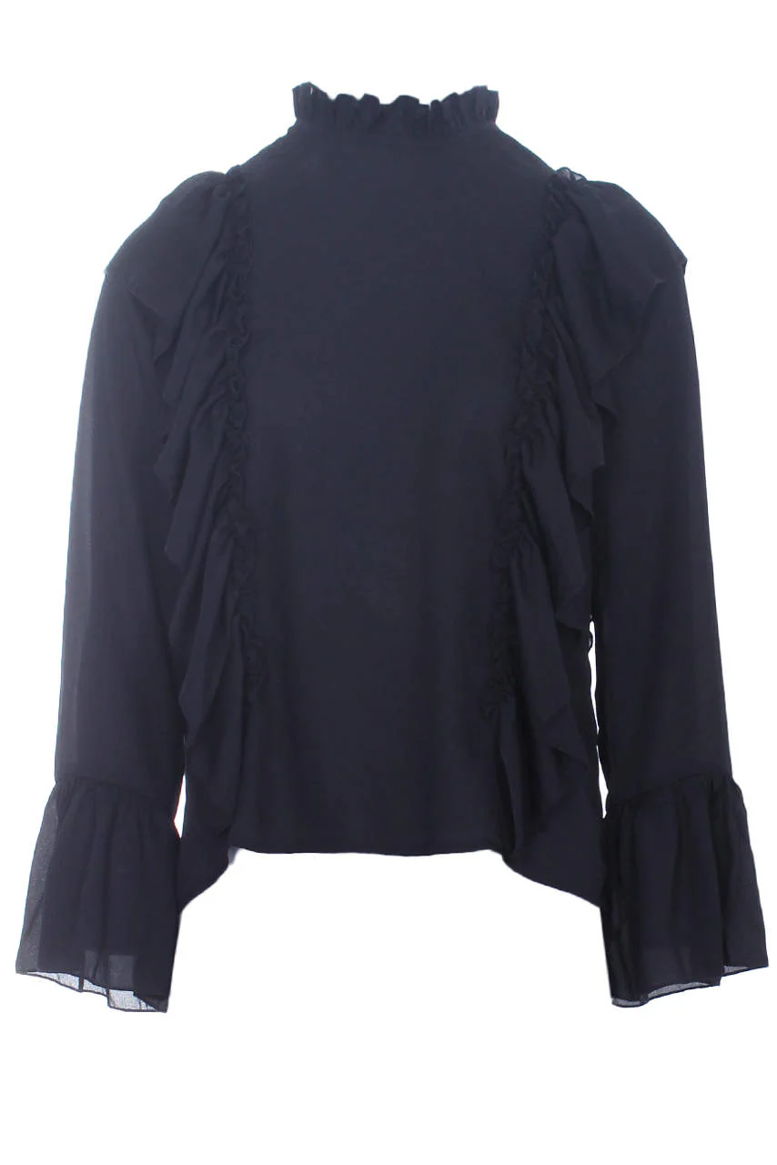 Black Frill Long Sleeved Top - Image 4