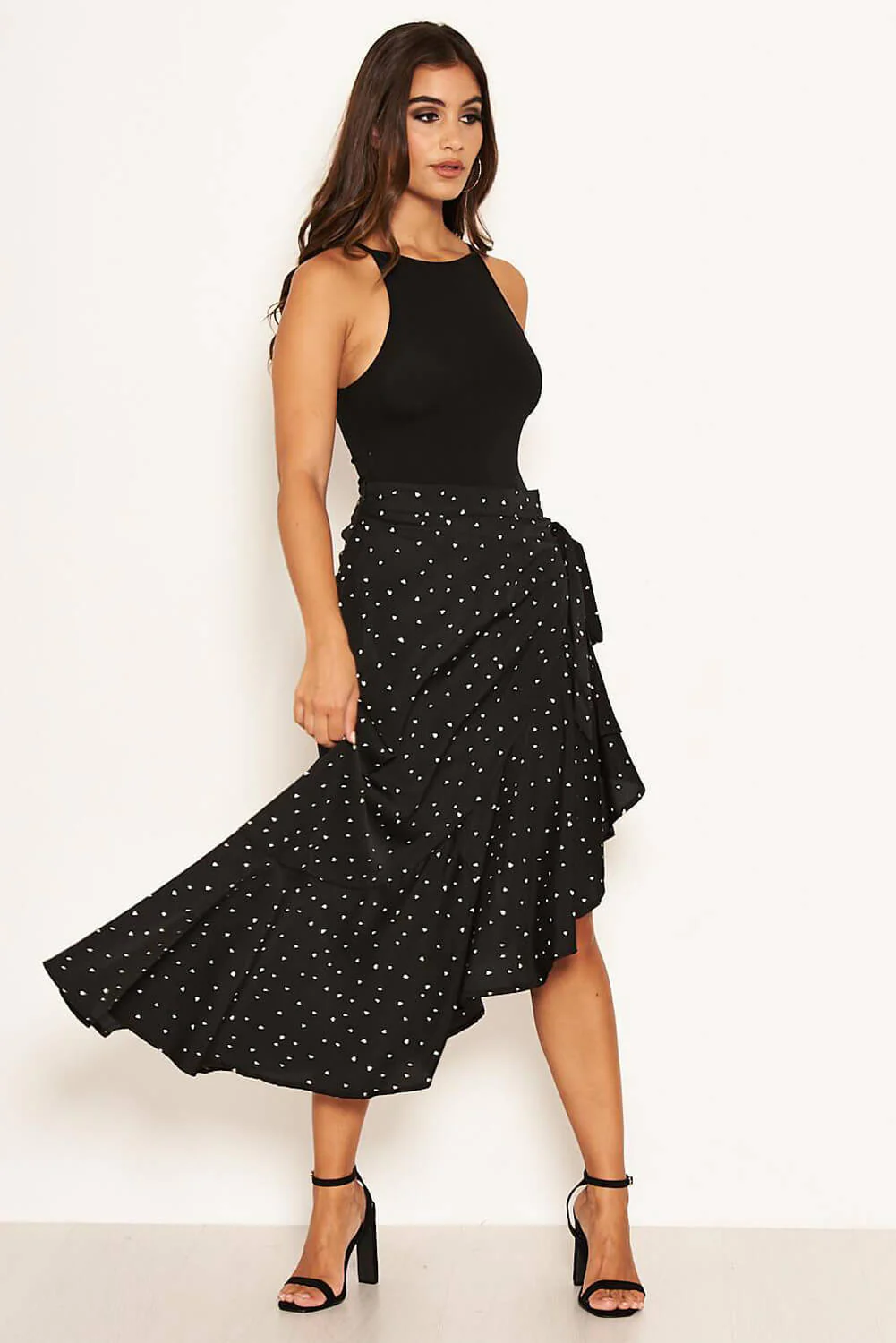 Black Heart Printed Midi Skirt - Image 2