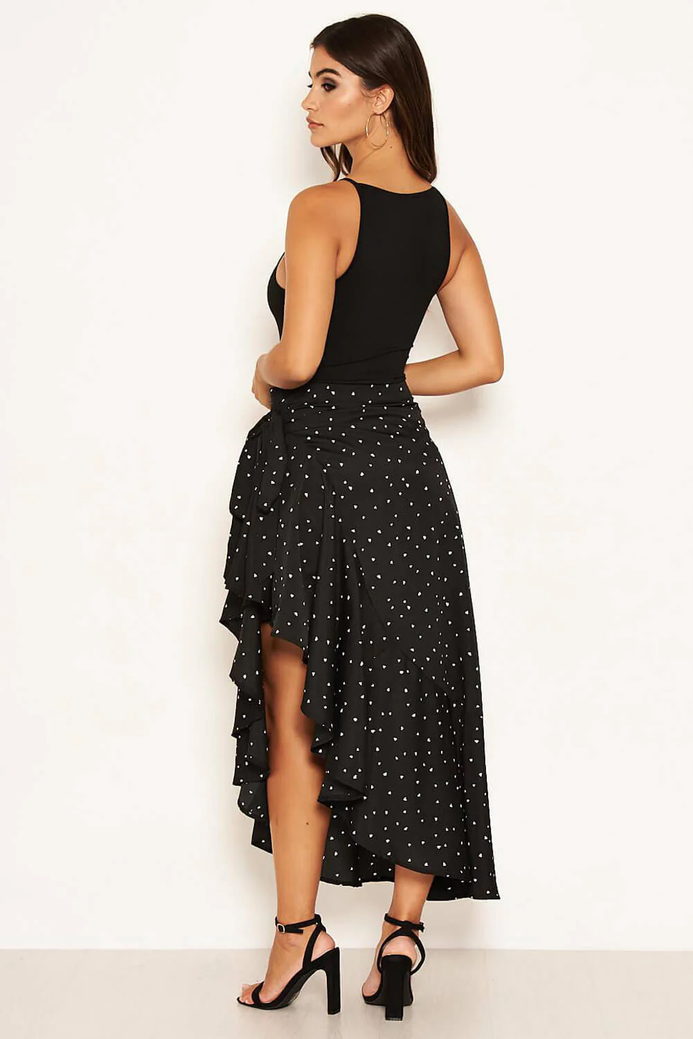 Black Heart Printed Midi Skirt - Image 3