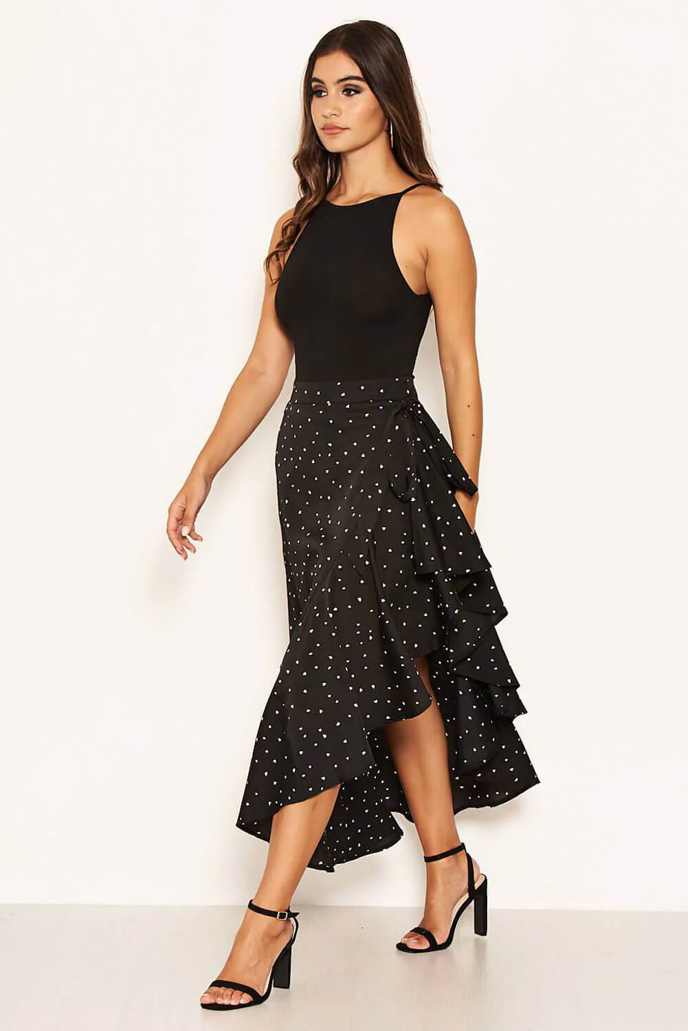 Black Heart Printed Midi Skirt - Image 4