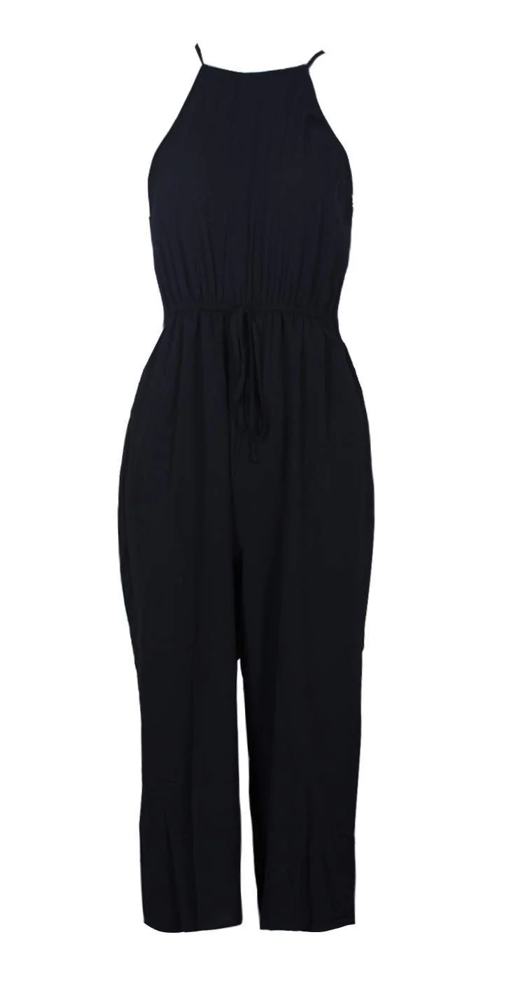 Black High Neck Culotte Jumpsuit - Image 4