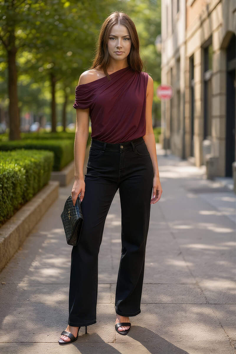 Black High Waist Wide Leg Jeans - Image 2