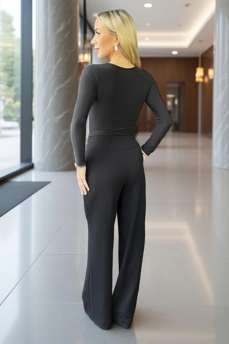 Black High Waist Wide Leg Trousers - Image 5