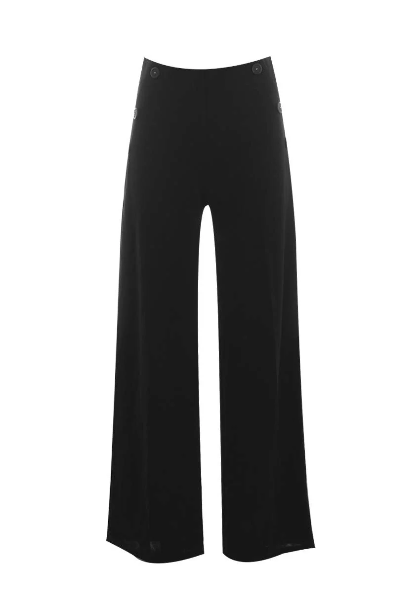 Black High Waisted Flared Trousers - Image 4