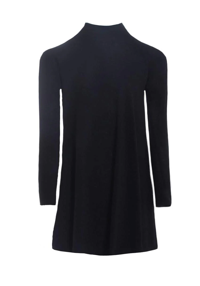 Black Knitted Mini Swing Dress - Image 4