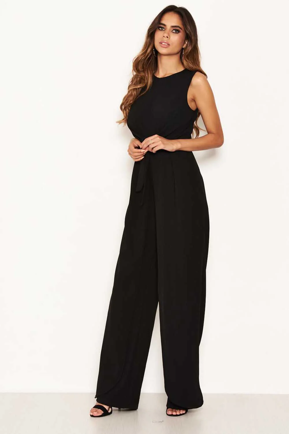 Black Knot Front Wide Leg Jumpsuit - Image 2