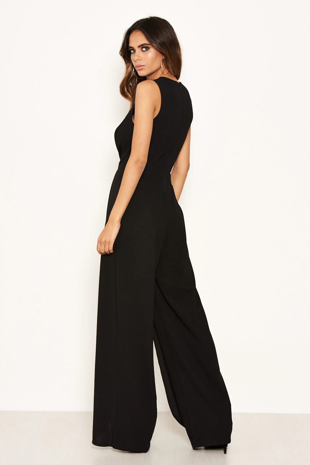 Black Knot Front Wide Leg Jumpsuit - Image 3