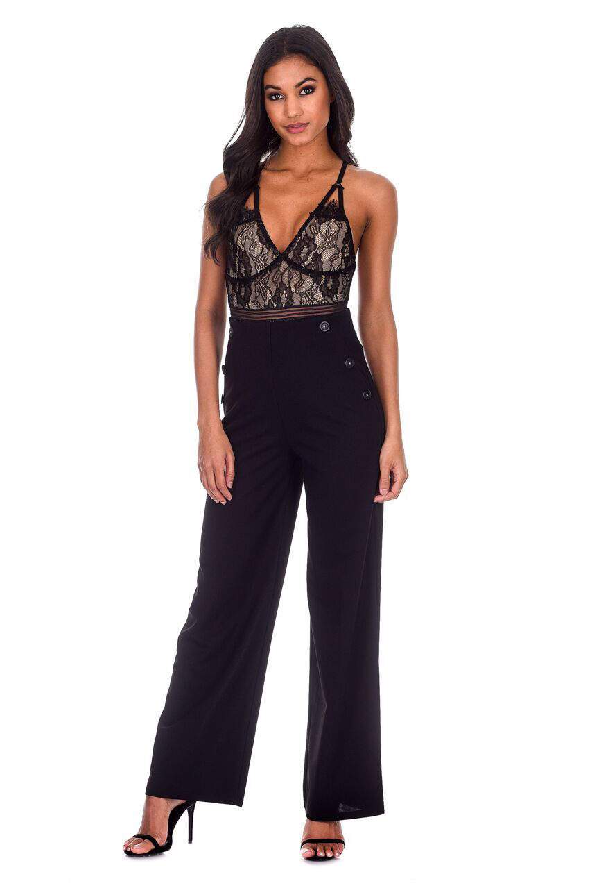 Black Lace and Mesh Bodysuit - Image 2