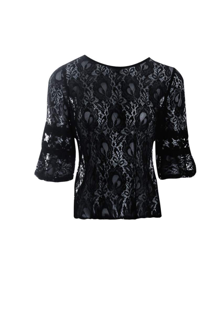 Black Lace Bell Sleeve Top - Image 4