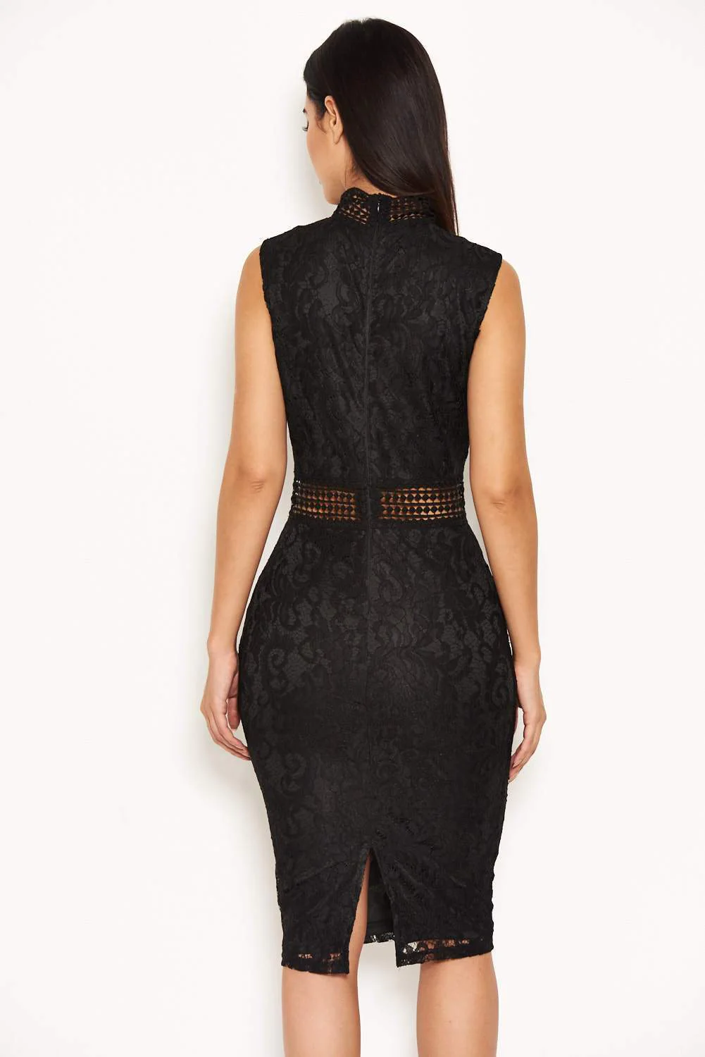 Black Lace Midi Dress - Image 3