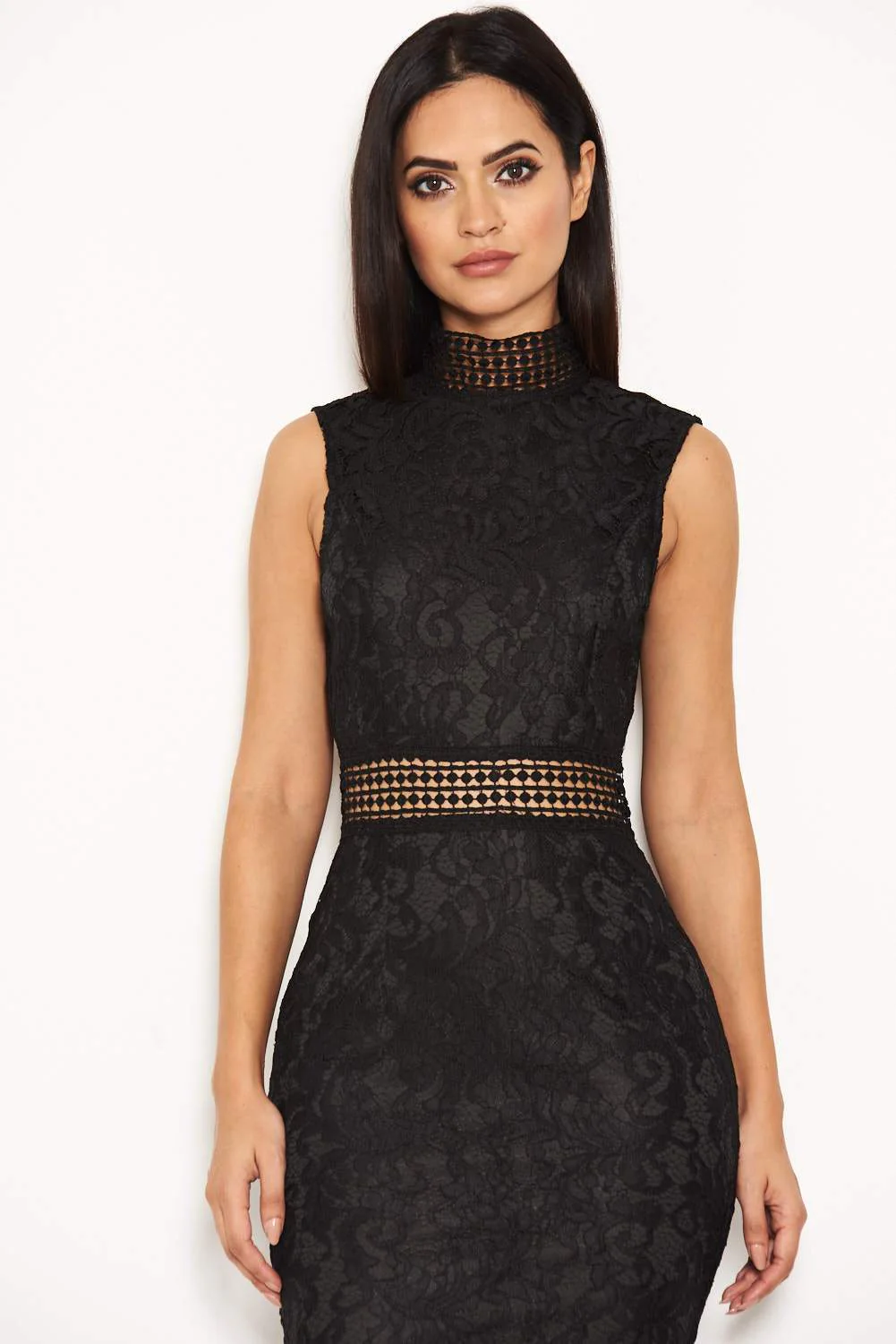 Black Lace Midi Dress - Image 4