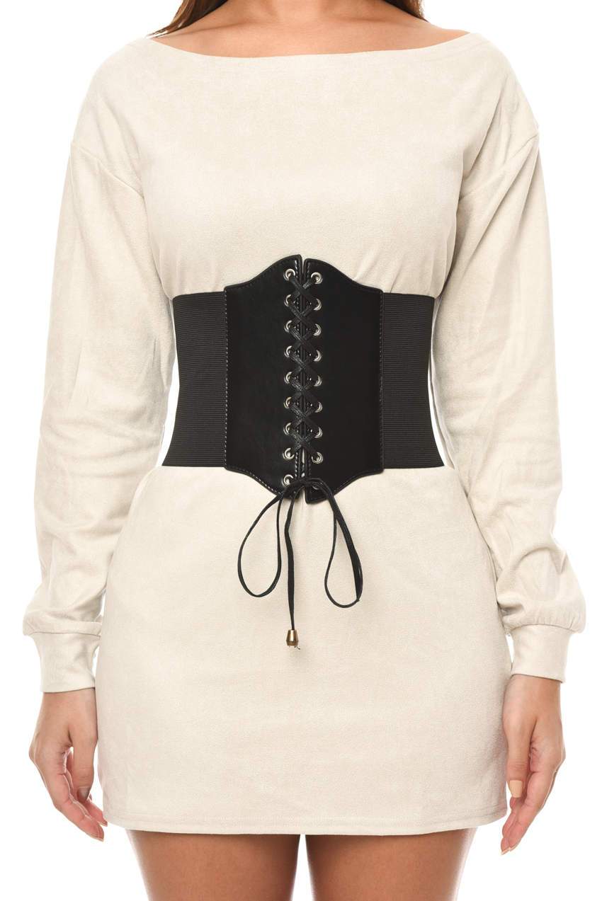 Black Lace Up Corset Belt