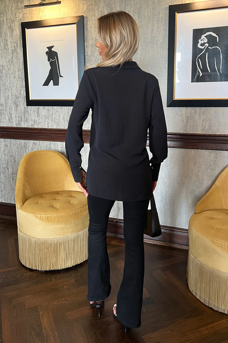 Black Long Sleeve Gold Button Shirt - Image 5
