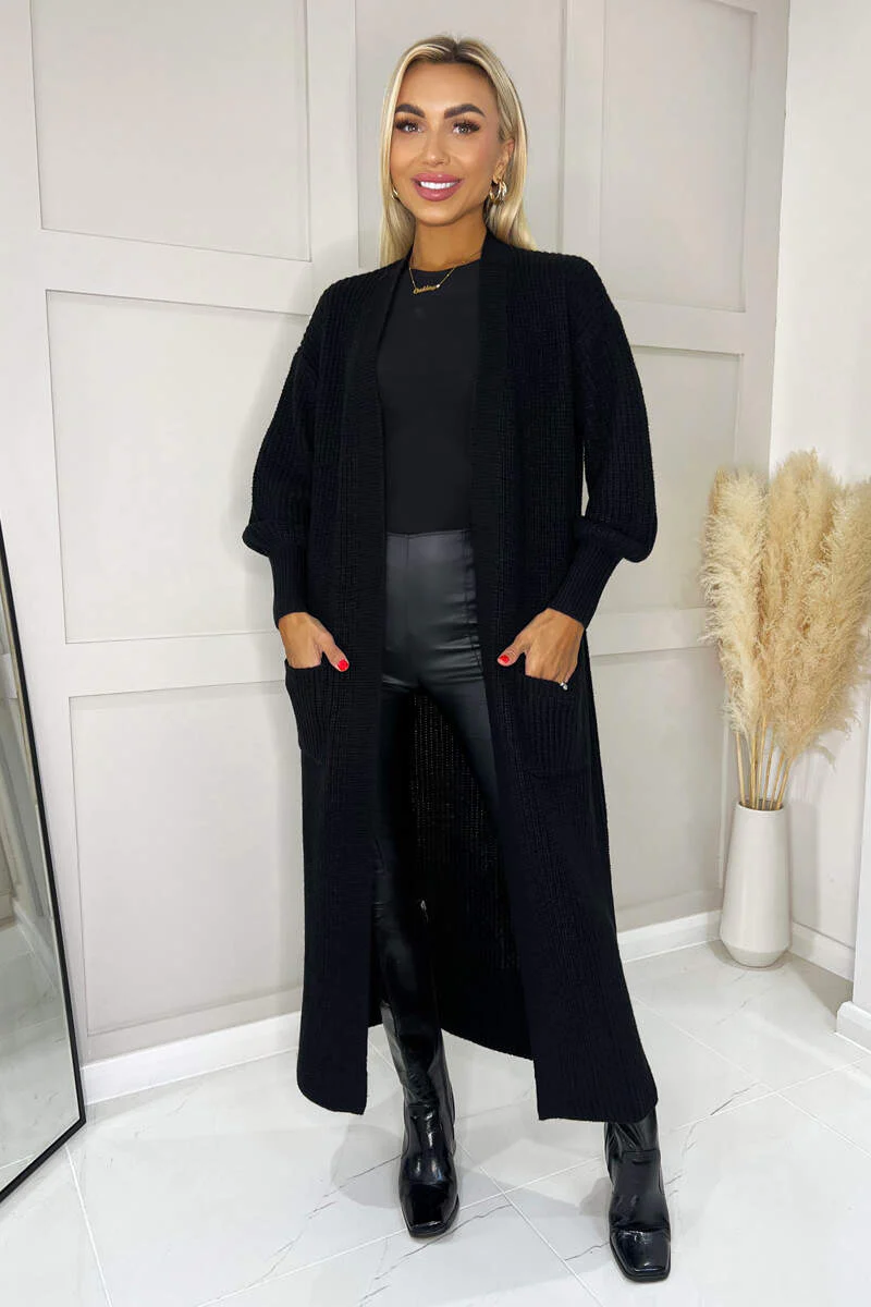 Black Maxi Knitted Cardigan - Image 2