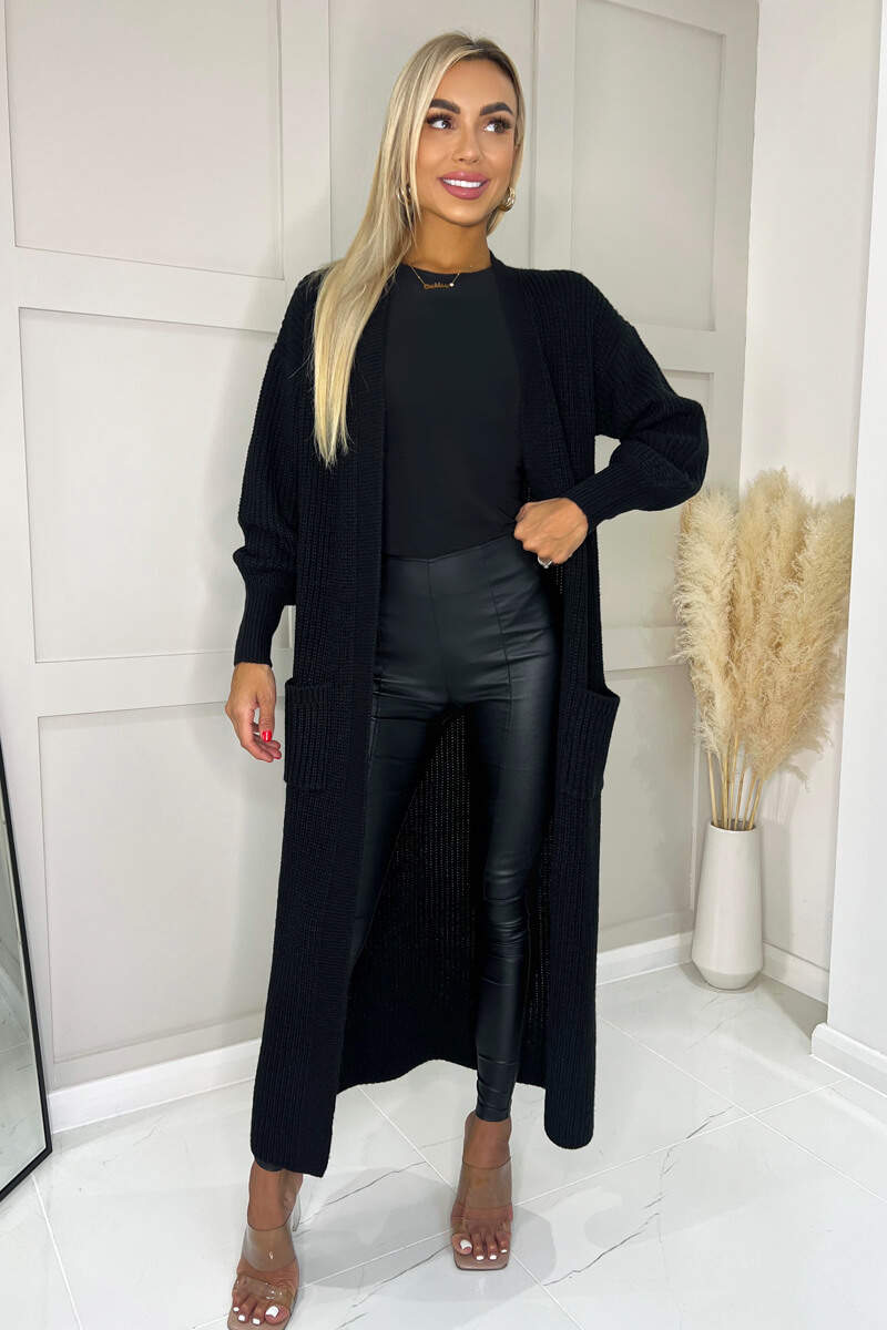 Black Maxi Knitted Cardigan - Image 3
