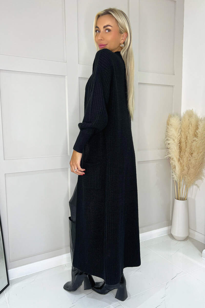 Black Maxi Knitted Cardigan - Image 4