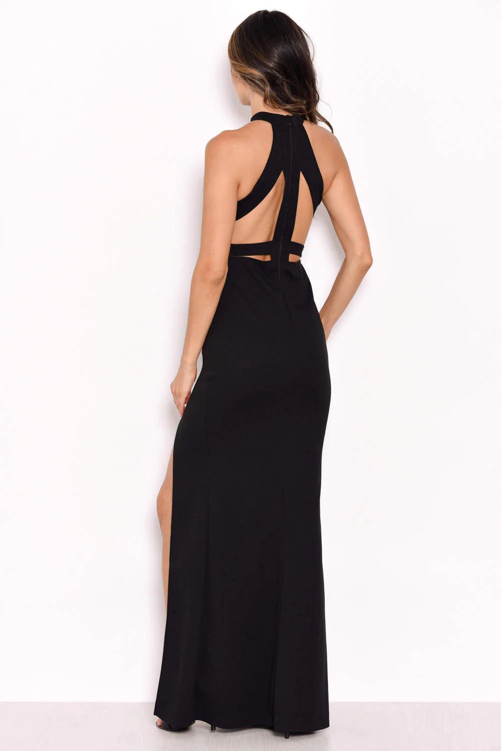 Black Mesh Detailing Maxi Dress - Image 3
