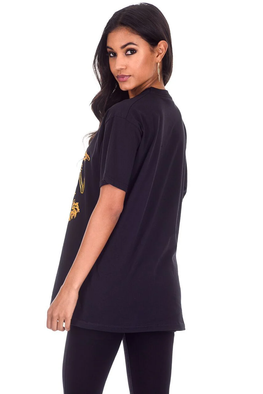 Black Milan Slogan T-Shirt - Image 3