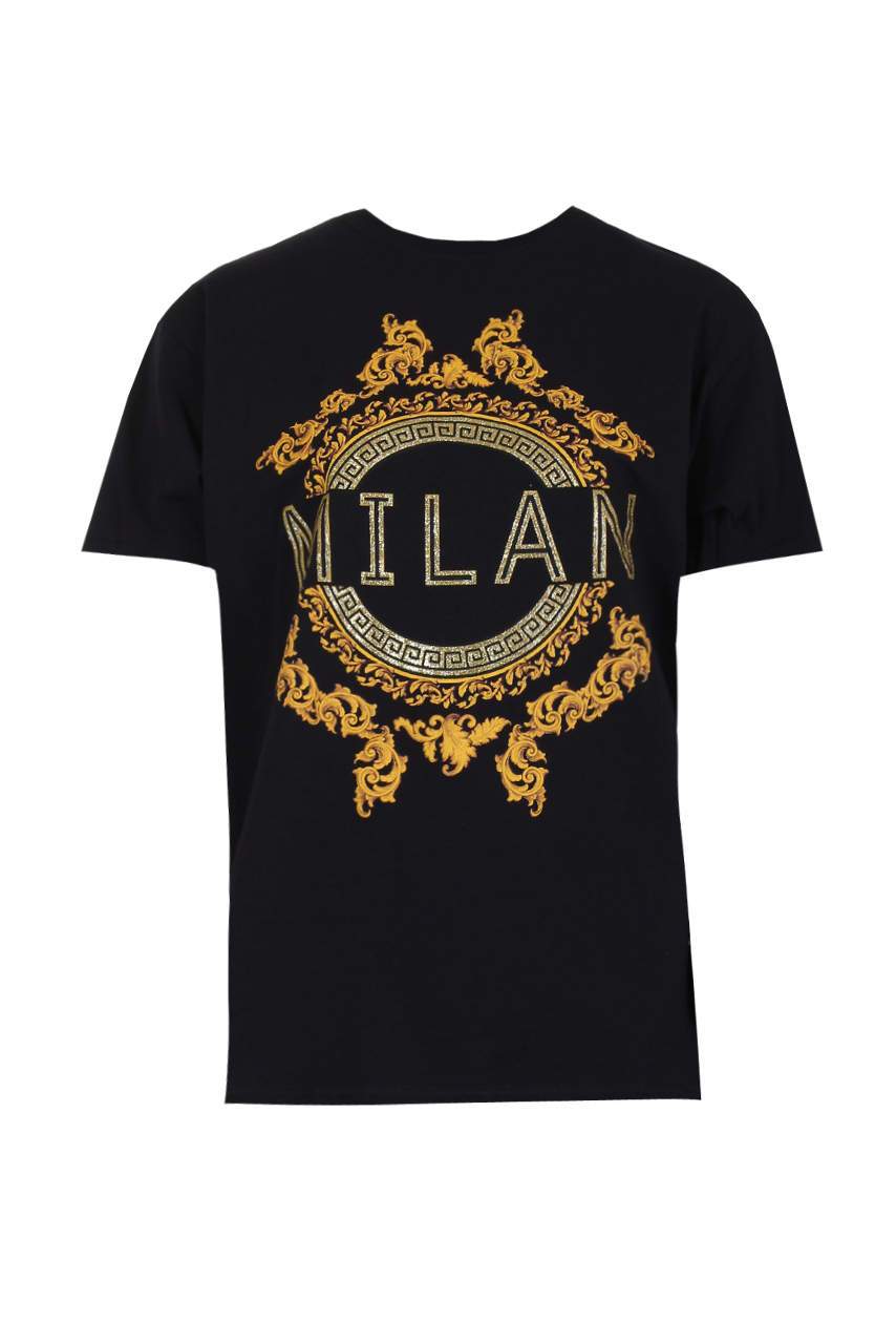 Black Milan Slogan T-Shirt - Image 4