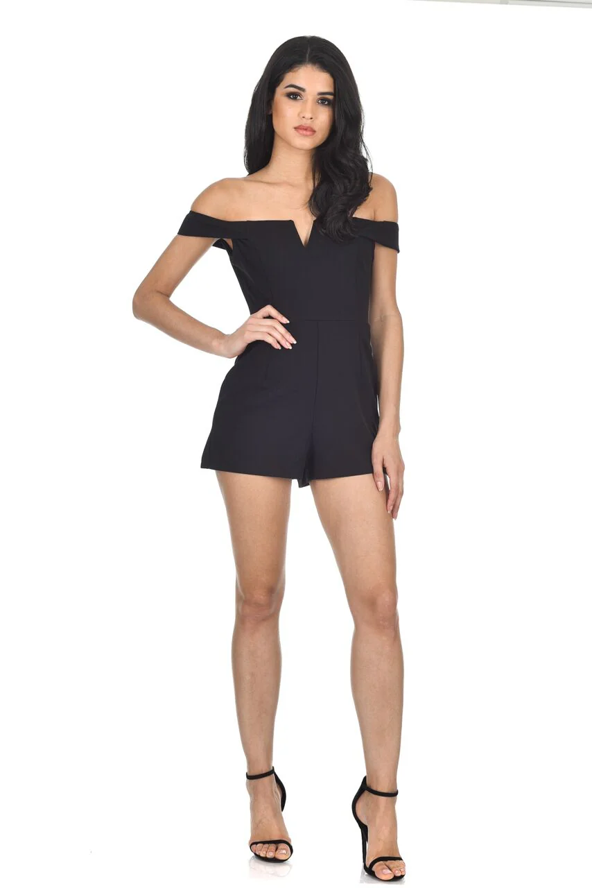 Black Notch Front Playsuit - Image 2