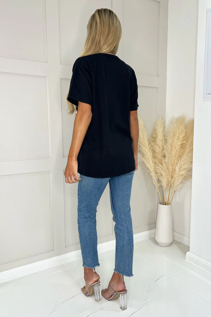 Black Obsessed Slogan T-Shirt - Image 4