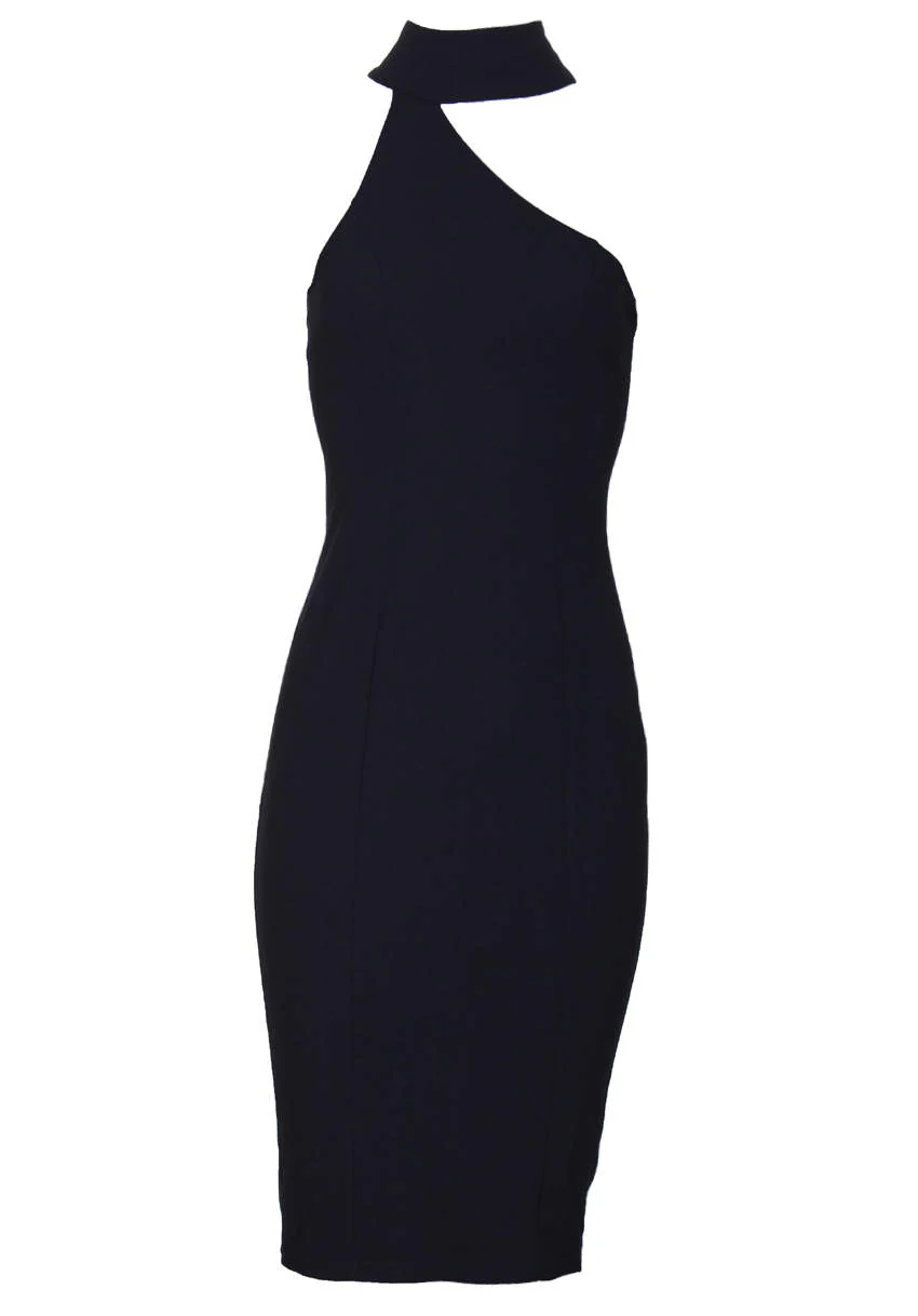 Black One Shoulder Midi Dress - Image 4