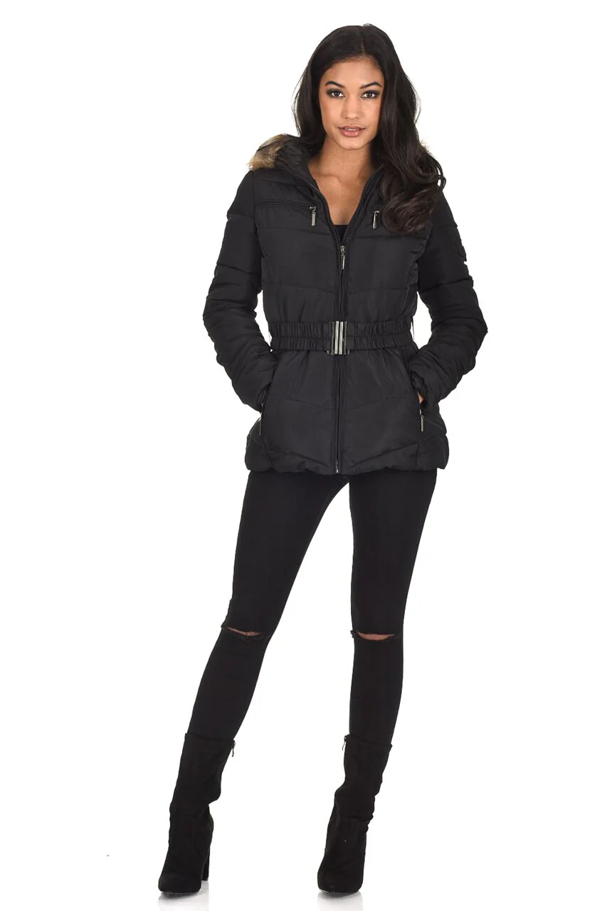 Black Padded Puffer Jacket - Image 2