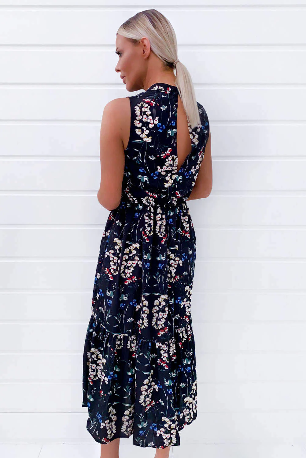 Black Paisley Frill Maxi Dress - Image 4