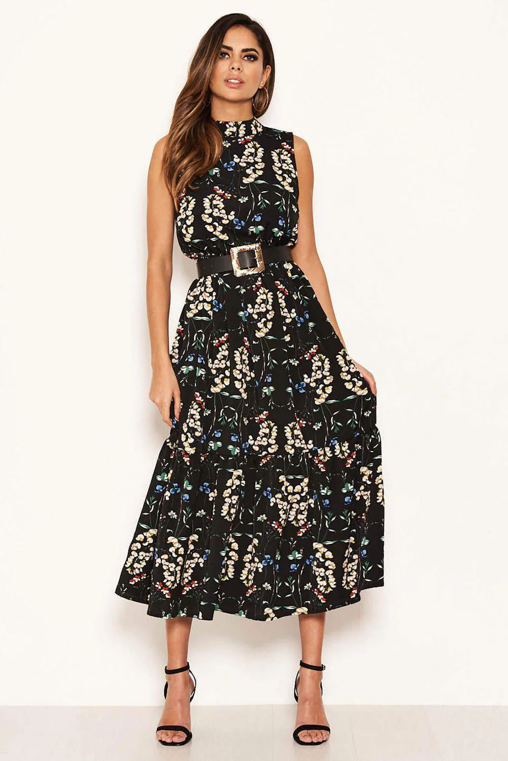 Black Paisley Frill Maxi Dress - Image 5