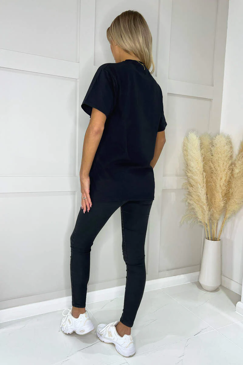 Black Paris Slogan T-Shirt - Image 3