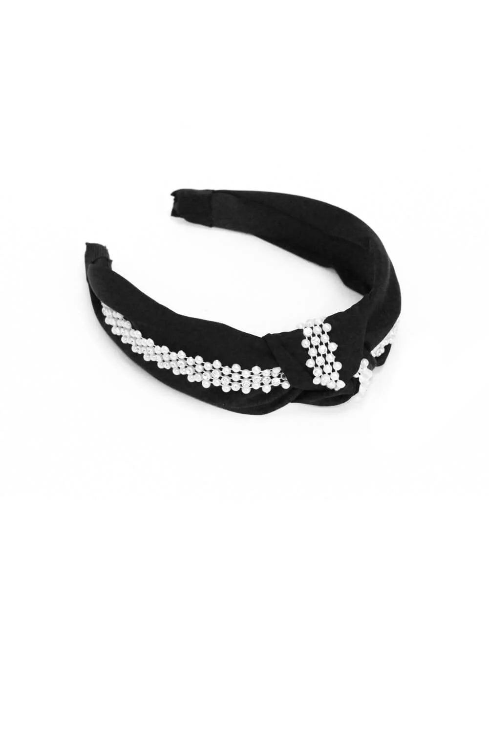 Black Pearl And Diamante Knot Headband - Image 2