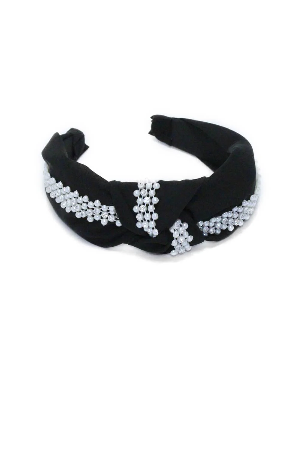 Black Pearl And Diamante Knot Headband - Image 4