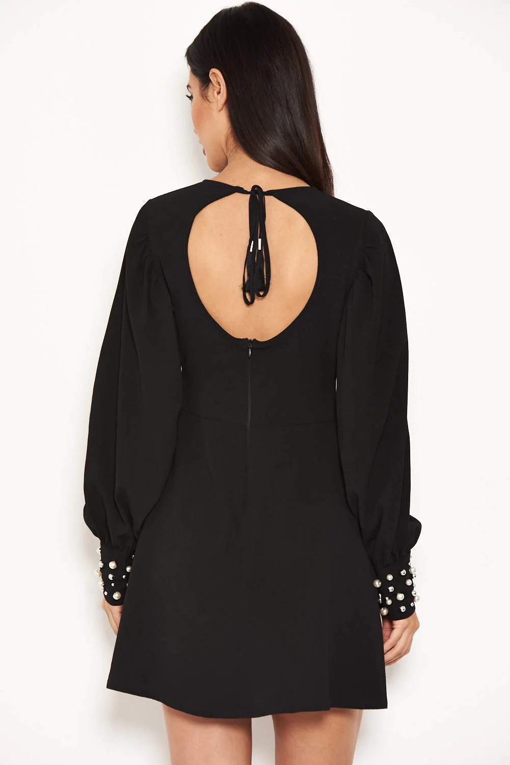 Black Pearl Detailed Mini Dress - Image 3