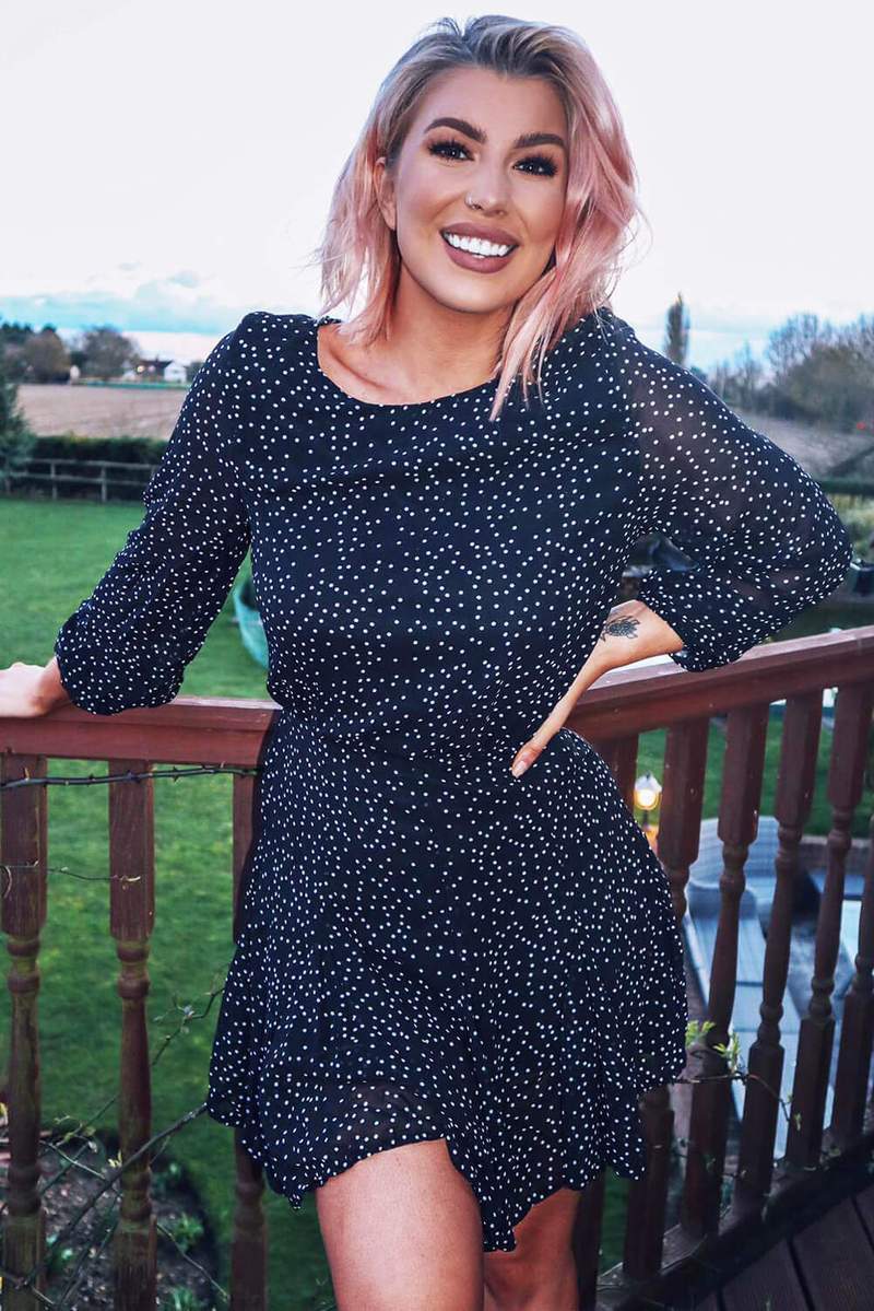 Black Polka Dot Long Sleeve Dress - Image 4