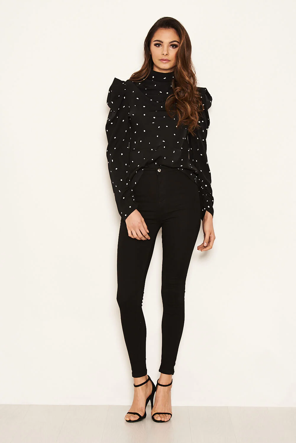 Black Polka Dot Puff Sleeve Top - Image 9